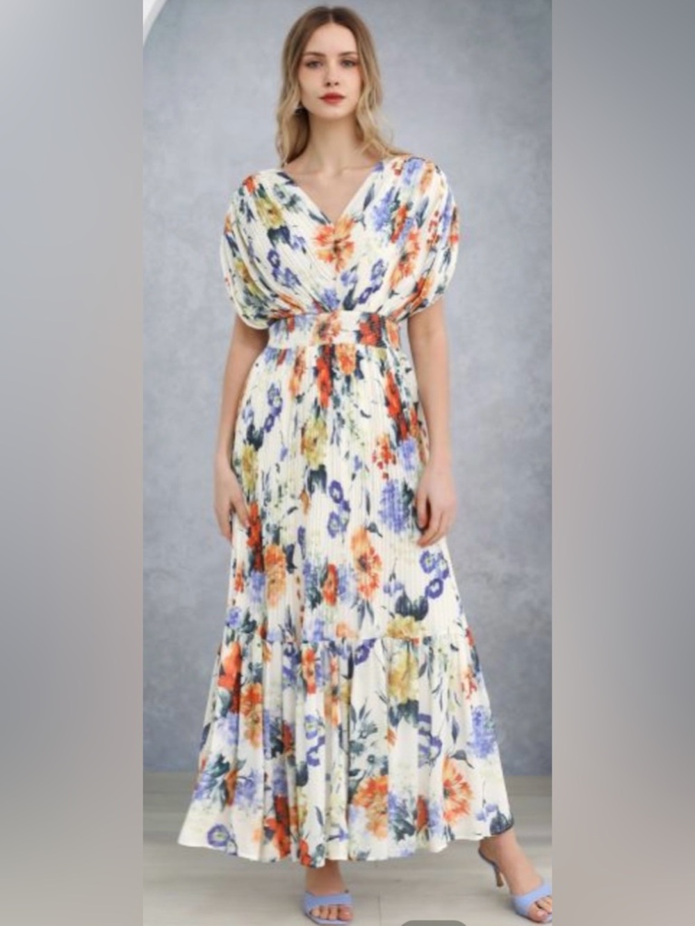 Chicwish Vernal Blossom Pleated Maxi Dress  - XS NWT